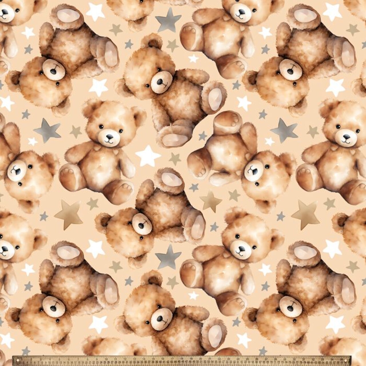 Teddy Bear Stars Anti-Pill Premium Fleece Fabric | By The Yard